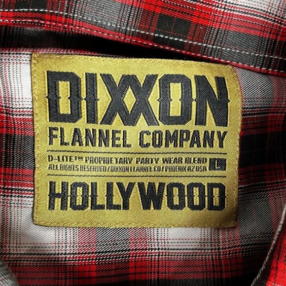 Dixxon Shirt Mens Large Red Black Plaid Hollywood IOMGIA Short Sleeve Button Up - Picture 5 of 13